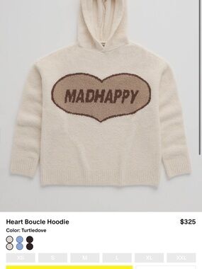 Madhappy NWT Cream Bouclé Hoodie with Chocolate Heart Logo